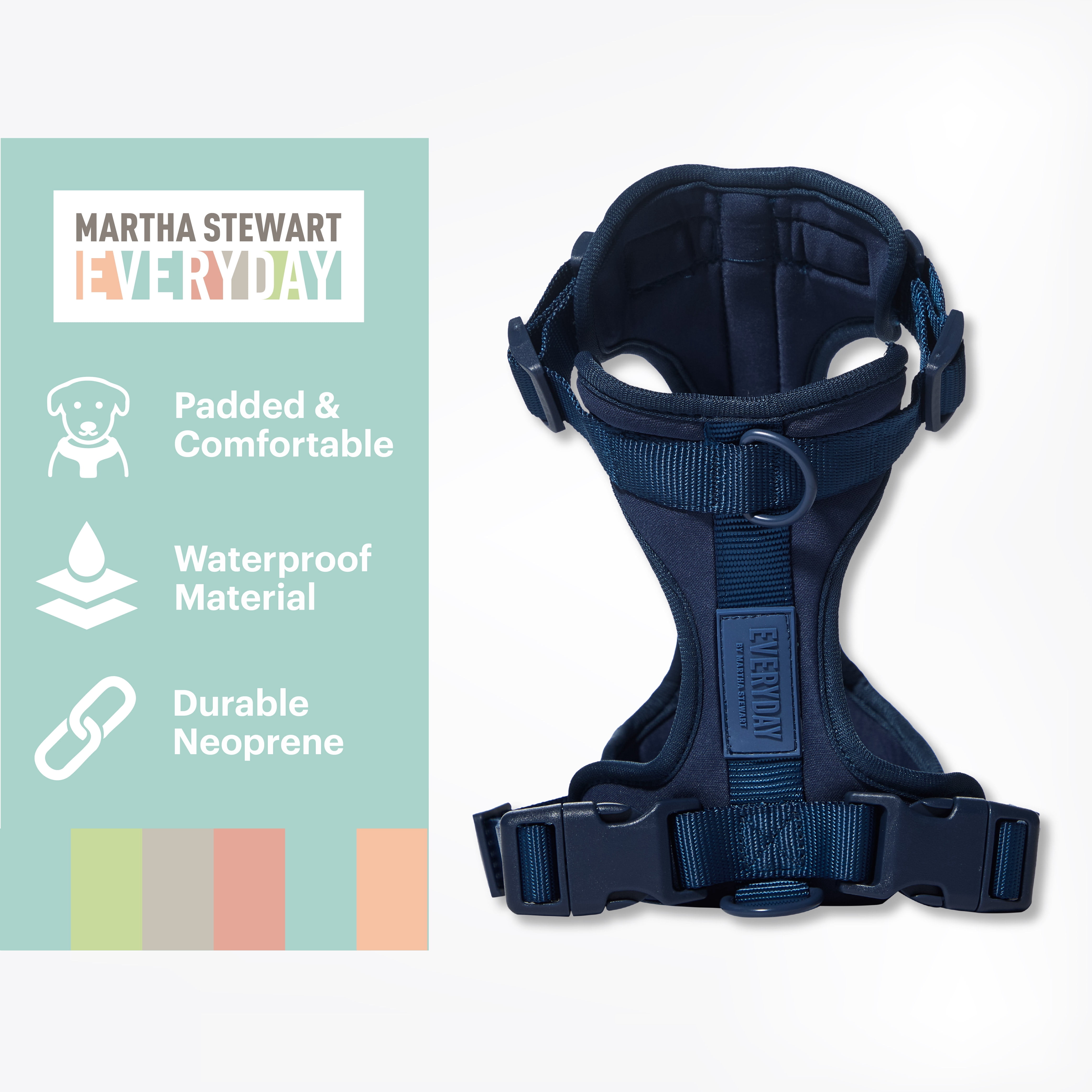 Martha Stewart Neoprene Padded Pet Harness Navy Medium