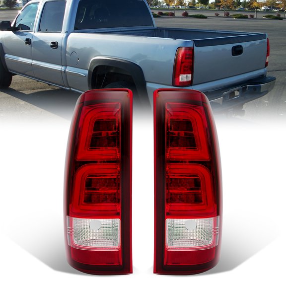 LED Tail Lights Brake Lamps Compatible with Chevy Silverado/GMC 1999 2000 2001 2002 1500 2500 3500 1500 HD 2500 HD, Red