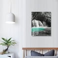 thumbnail image 4 of ARISTURING  Black and White Teal Canvas Wall Art Dreamlike Forest Waterfall Picture Painting on Canvas Modern Nature Landscape Artwork for Bedroom Bathroom Decor Framed Ready to Hang, 4 of 5