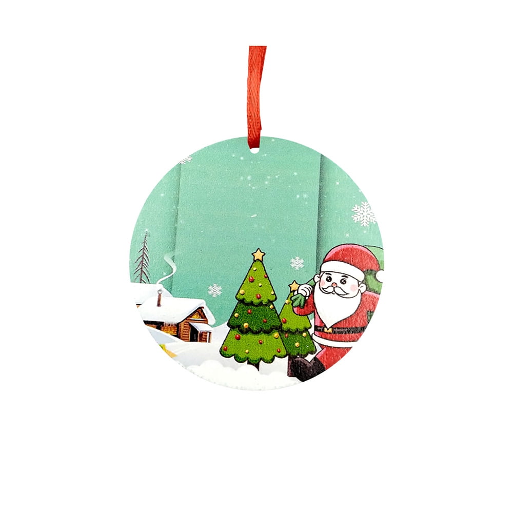 3Pcs 2021 Christmas Decorations Set Christmas Tree Ornaments Santa Claus Car Record Funny Event Two Side HD Printed Luxurious Gift Wrap Ceramic Hanging Accessories Family Friends Gifts