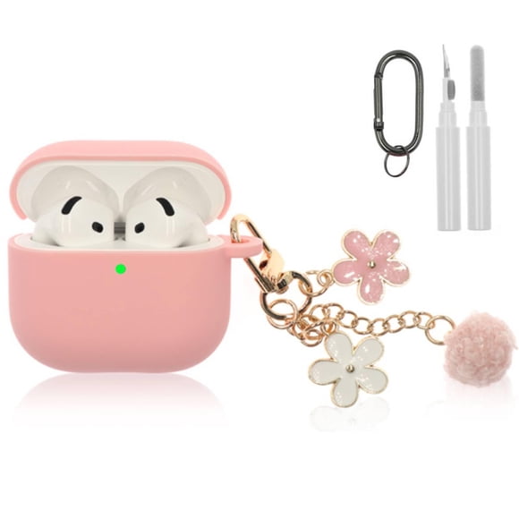 Funda de silicona CASEFUN para AirPods 4 con kit de limpieza y llavero