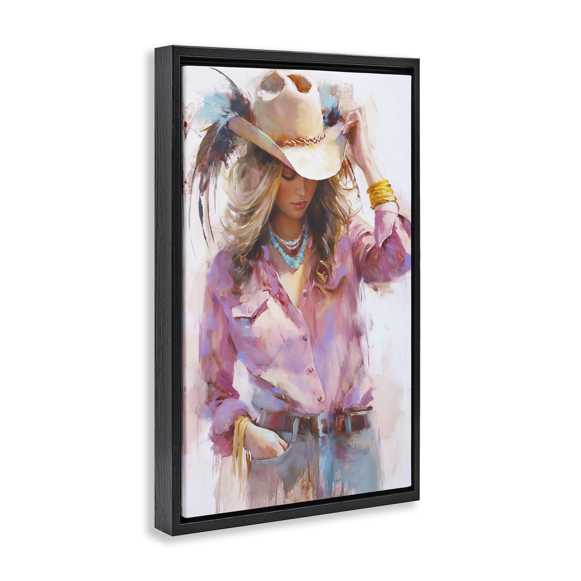 Stupell Industries Cowgirl Hat Reflections Black Framed Floater Canvas Wall Art, design by Tina LeCour