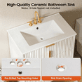 thumbnail image 4 of 30 Inch Bathroom Vanity with Ceramic Sink, Freestanding Bathroom Sink Cabinet with Fluted Doors, 2 Doors and 1 Drawer, Adjustable Shelf, Modern Bathroom Storage Combo, White, 4 of 10
