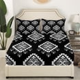thumbnail image 3 of Western Aztec Bed Sheets Exotic Tribal Mexican Bohemian Sheet Set Black White Boho Aztec Bedding Set For Teen Men Geometric Fitted Sheet + Flat Sheet + 1 Pillow Case Twin, 3 of 5