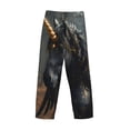 thumbnail image 3 of Vsdgher Black And Gold White Horse Print Mens Pajama Pants Sleep & Lounge Pants, PJ Bottoms With elastic waistb and Pockets, 3 of 5