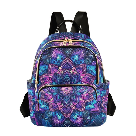 Mandala Floral Quilted Backpack Fashion Daypack Commuter Bag for Women 8.5 L