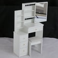 thumbnail image 6 of 29.2" Small Space Left Bedside Cabinet Vanity Table + Cushioned Stool, Extra Large Right sliding mirror, Multi Layer High Capacity Storage, Practical Fashionable Dresser, Suitable For Small Space, 6 of 9