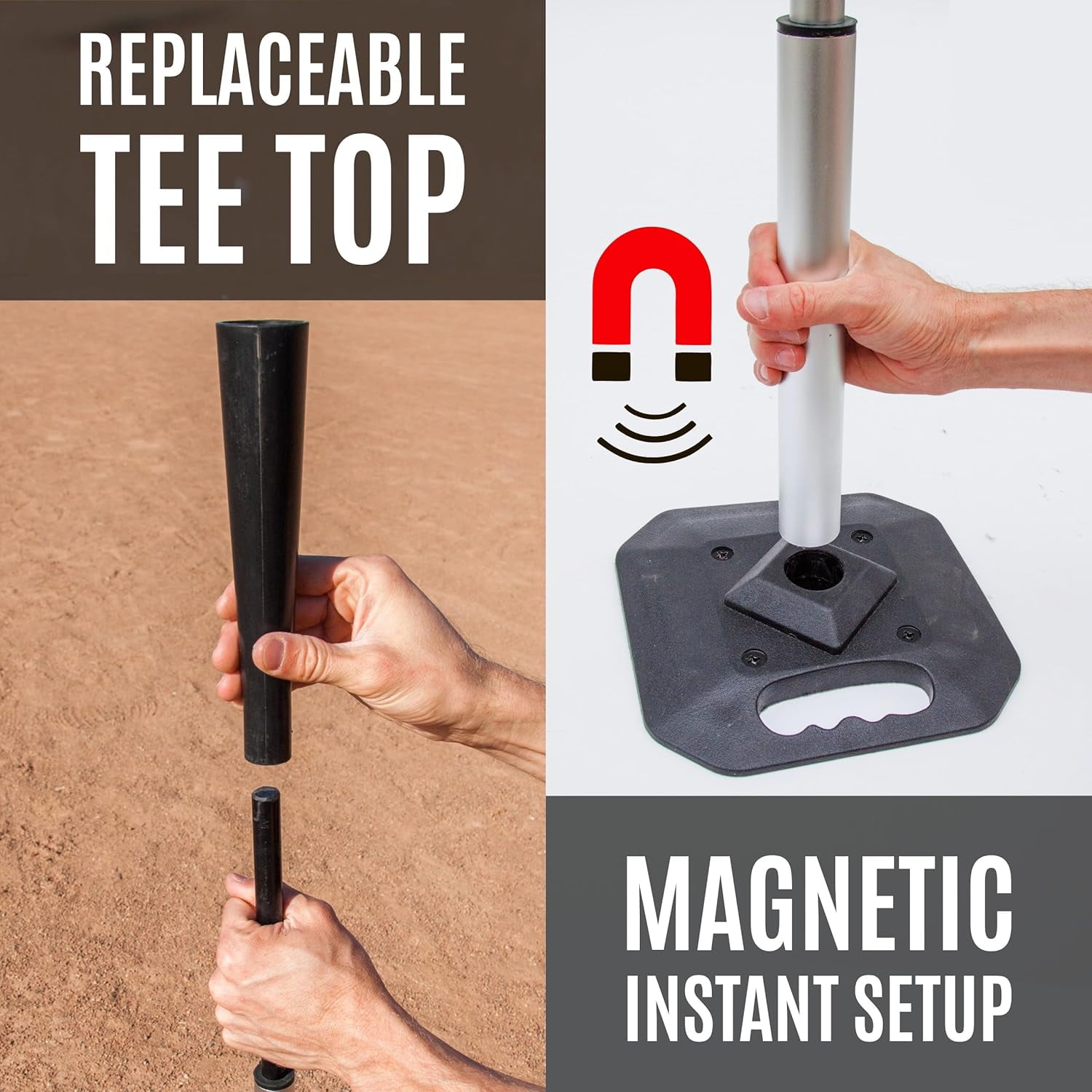 QUICKPLAY PRO Baseball Tee | Super Stable 8lb Weighted Base & Replaceable Top | Pro-Grade Baseball Softball Portable Batting Tee