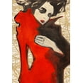 thumbnail image 2 of Kumi 14x18 Black Ornate Wood Framed with Double Matting Museum Art Print Titled - Feminine Red (detail), 2 of 4