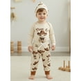 thumbnail image 3 of BemeyourBBs 3Pcs Newborn Baby Boy New To the Herd Outfits Long Sleeve Romper Pants and Hat Set Going Home Clothes, 3 of 8
