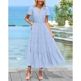 thumbnail image 2 of Vestido PRETTYGARDEN para mujer, midi, casual, con cuello en V y bolsillo, 2 of 9