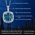 thumbnail image 2 of Gem Stone King 10K White Gold London Blue Topaz and White Diamond Pendant Necklace for Women (2.05 Cttw, Gemstone November Birthstone, Cushion Cut 7MM, with 18 inch Chain), 2 of 5