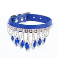 thumbnail image 4 of Collier pour Chat en Cuir avec Pompons, Collier pour Chien Réglable Rétro Gemme Colliers pour Petits Animaux Accessoires pour Chien Chaton Chiot, Bleu, 25cm, 4 of 8
