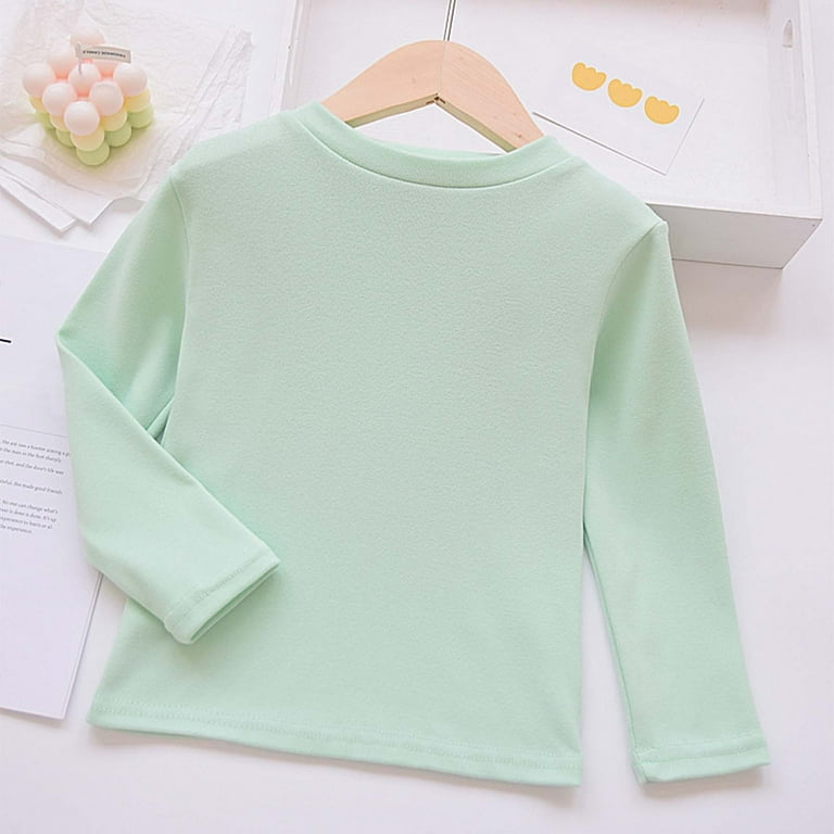 Toddler Girls T Shirt Girls Thermal Shirt Green Long Sleeve T