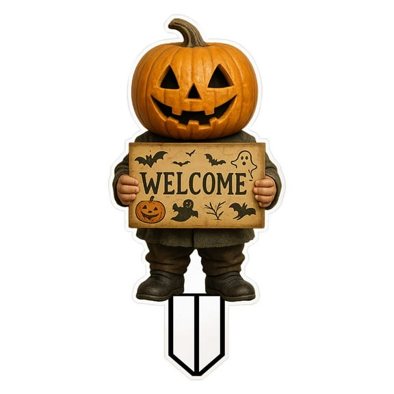 Halloween Garden Stakes 2D Flat Small Witch Girl/Pumpkin Man Decorative Stakes Outdoor for L Awn Yard Halloween Outdoor Decorations