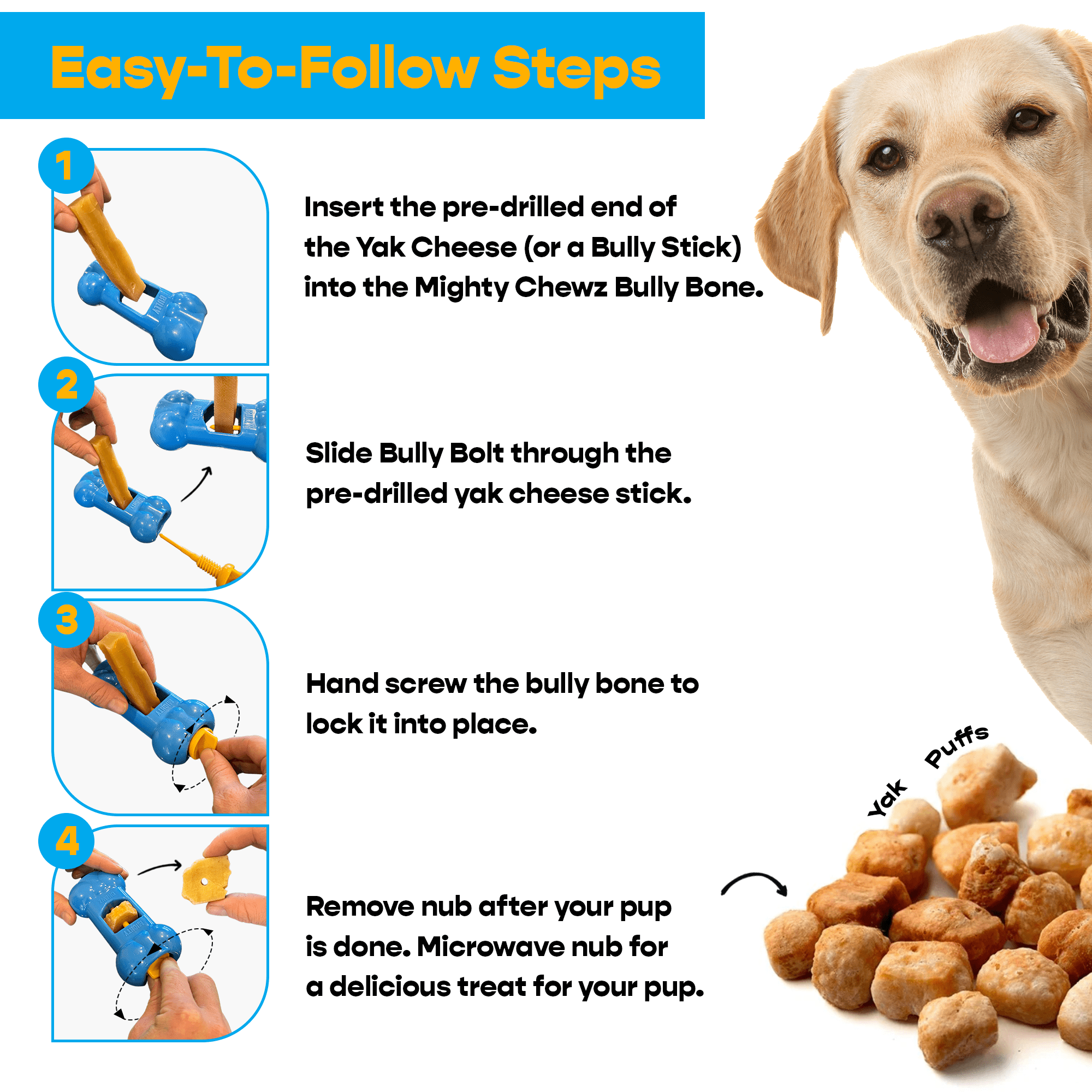 4 Pack XL Yak Cheese - Bully Bone Pro Included