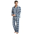 thumbnail image 1 of GLOBAL Conjuntos de Pijamas para Hombre, Ropa de Dormir de Franela 100% Algodón, Ropa de Dormir Superior E Inferior de Manga Larga, Cuadros Blancos y Azules XL, 1 of 5