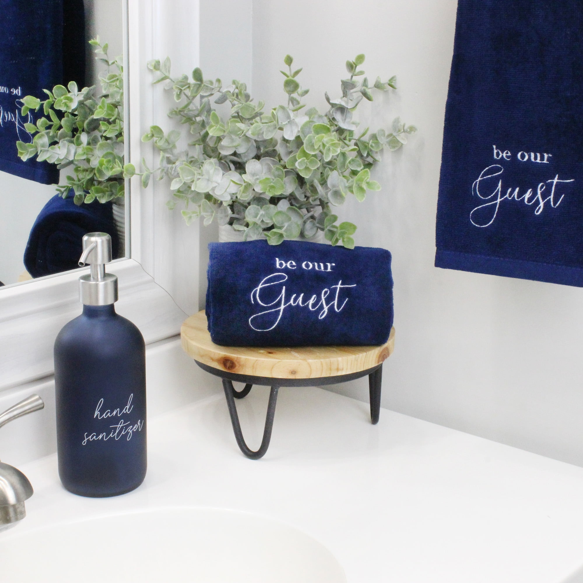 AuldHome Design Guest Towels Set of 2 Blue Be Our Guest Monogrammed Hand Towels Walmart