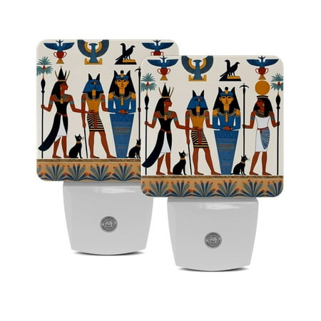 

Night Lights Plug Into Wall [2 Pack] Night Light for Kids LED Nightlight with Dusk to Dawn Sensor for Bathroom Decor Children Room Ancient Egyptian Pattern Vintage Ethnic Tribal