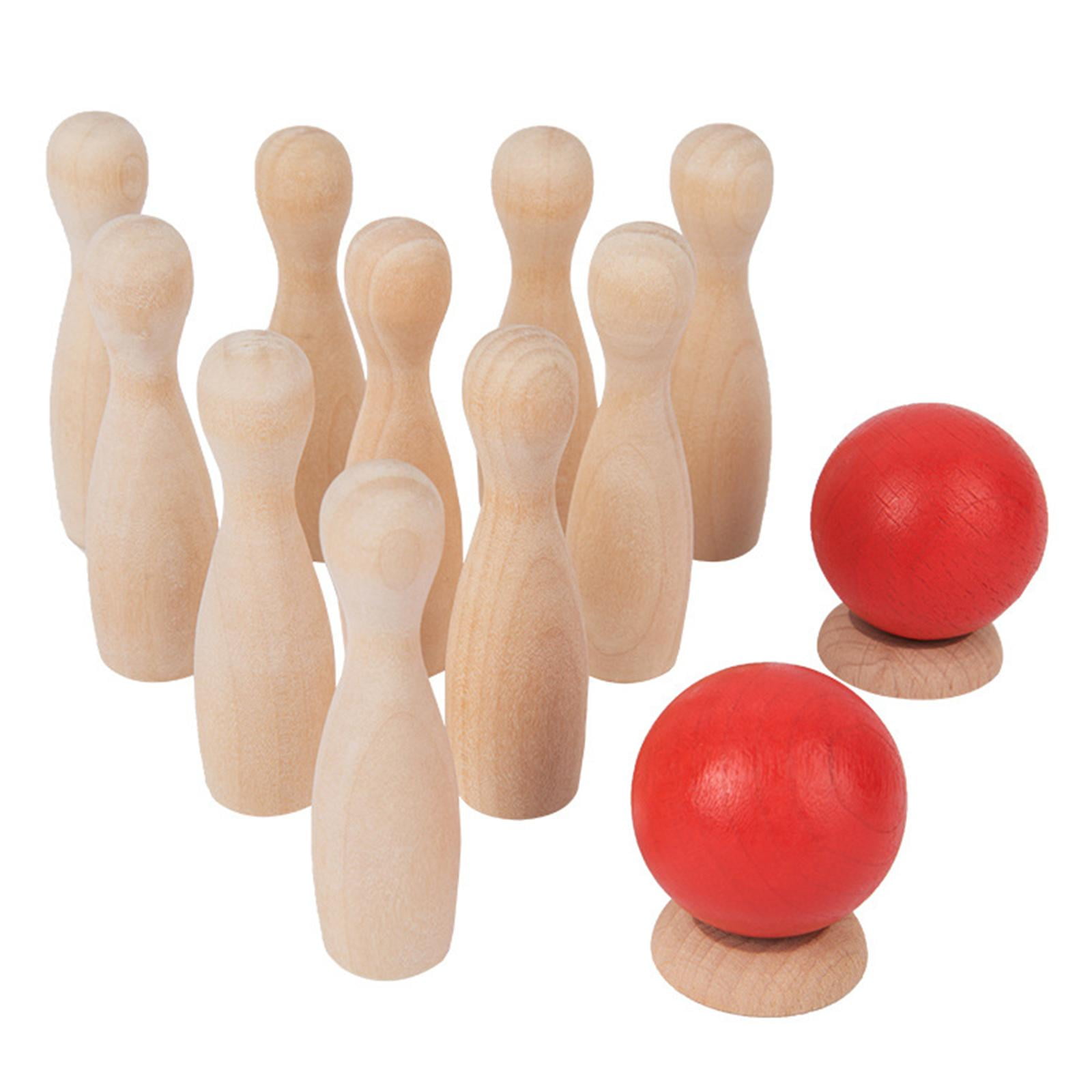 New Gioco Kids Indoor/Outdoor Wooden Bowling Set Skittles Home 10  Pin Game 