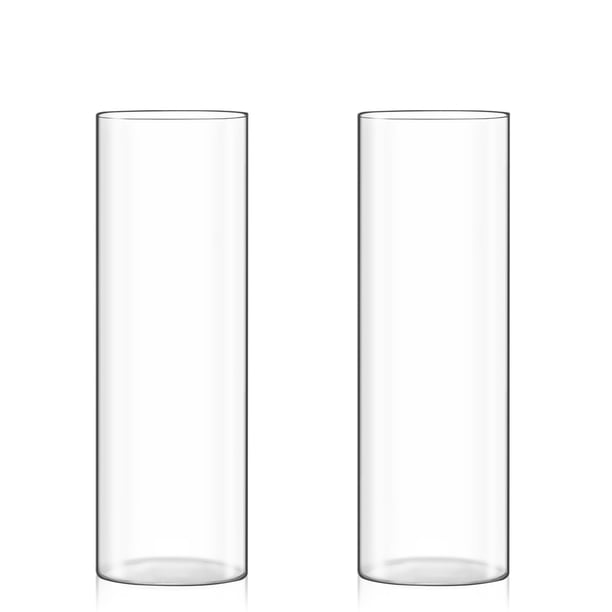 Set de jarrones cilíndricos de vidrio Fixwal Clear de 30 x 10 cm para centros de mesa