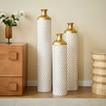 thumbnail image 2 of S-HOME Fire-Burned Metal Vases Set of 3 Gradated Heights for Industrial Home Decor, Gold+White, 2 of 12