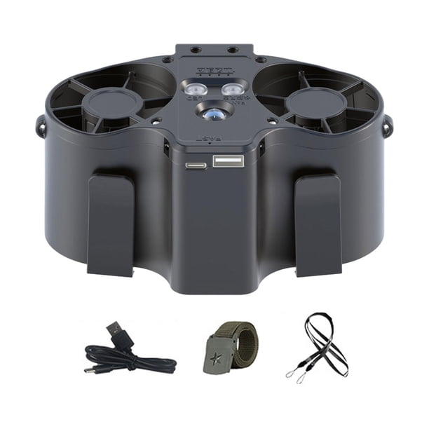 Ventilador de cintura de refrigeración, ventilador de cuello colgante, resistente a aplastamientos con luz de precaución, miniventilador eléctrico de Tipo D