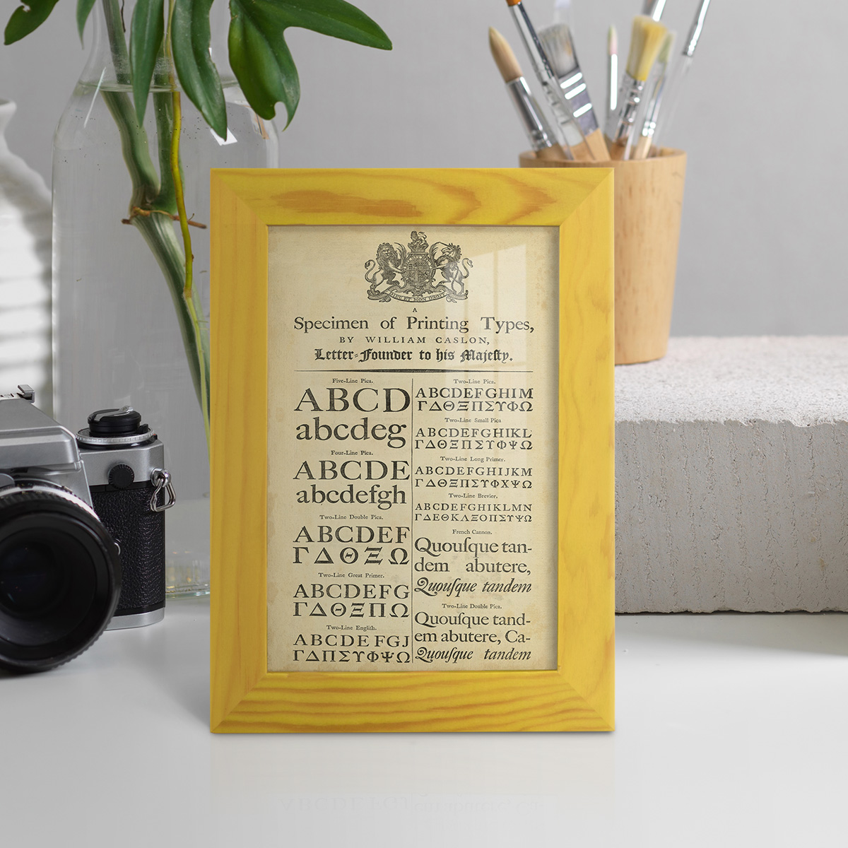 Encyclopediae VI -Framed Print w/glass-Sunflower Yellow