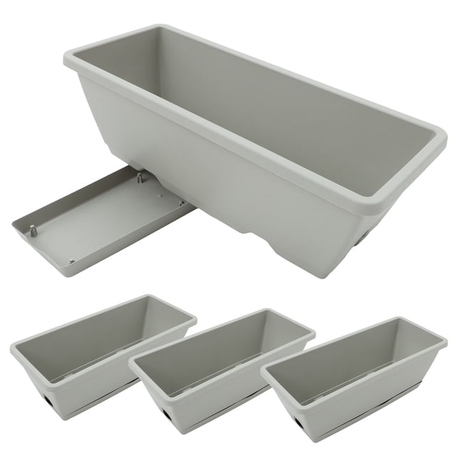 4 Sets of Window Box Planter Vegetable Flower Planter Box Rectangular Flower Pot with Saucer