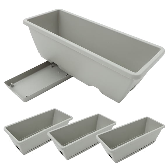 HERFIER 4 Sets of Window Box Planter Vegetable Flower Planter Box Rectangular Flower Pot with Saucer 16.51x6.68x5.97in