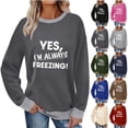 thumbnail image 2 of Fengactive Long Sleeve Letter Printed Shirts for Women Crew Neck Funny Lightweight Graphic Pullover Tops, 2 of 6
