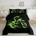 thumbnail image 1 of Erosebridal Ensemble de Literie Moto Très Grand pour Garçons, Couette Sports Extrêmes, Vert Néon, Réversible 3 Pcs, 1 of 8