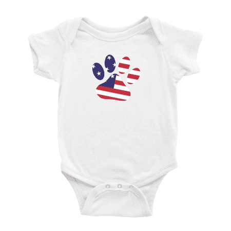 

Dog Paw American Flag Cute Baby Clothes Bodysuit Boy Girl Unisex