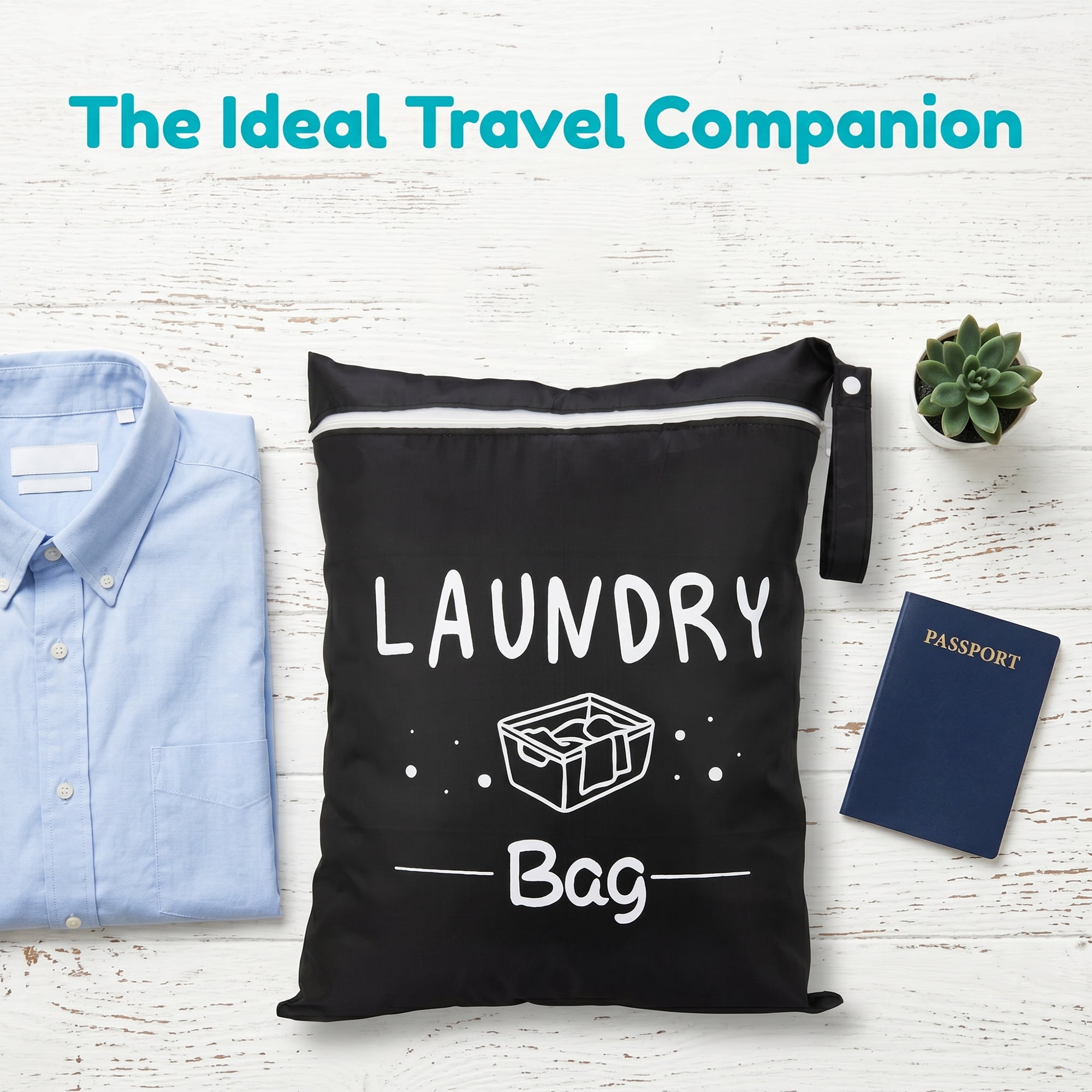 Unique Bargains 2Pcs Waterproof Wet Dry Lightweight Mesh Laundry Bag Black 15" x 18.9"