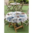thumbnail image 4 of Outdoor Tablecloth with Umbrella Hole for Patio/Picnic/Party/Camping, Blue Grey Floral Waterproof Table Cloth Round Cover Washable, Watercolor Flowers Farmhouse (Dia 60"), 4 of 8