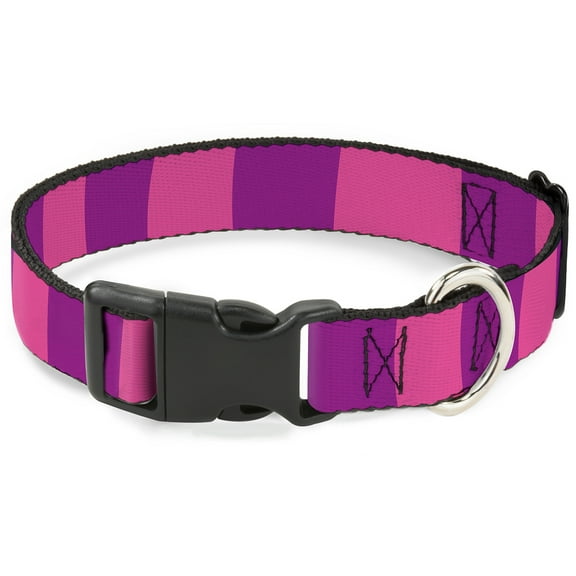 Disney Pet Collar, Dog Collar Plastic Buckle, Cheshire Cat Stripe Pink Purple, 11 to 16.5 Inches 1.0 Inch Wide