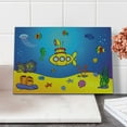 thumbnail image 2 of Yellow Submarine Cutting Board, Nautical Colorful Fish Underwater Jellyfish Seahorse Shells Starfish, Decorative Tempered Glass Cutting and Serving Board, Small Size, Blue Yellow, by Ambesonne, 2 of 5