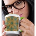 thumbnail image 2 of 3drose, Brown and Blue Kaleidoscope Abstract., 11oz Two-tone Green Mug, 2 of 6