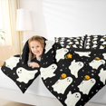 thumbnail image 3 of Feelyou Halloween Ghost Flower Queen Comforter Set, Cute Polka Dot Comforter Sets Queen, Black Reversible, 3-Piece, 1 Comforter and 2 Pillowcases, 3 of 7