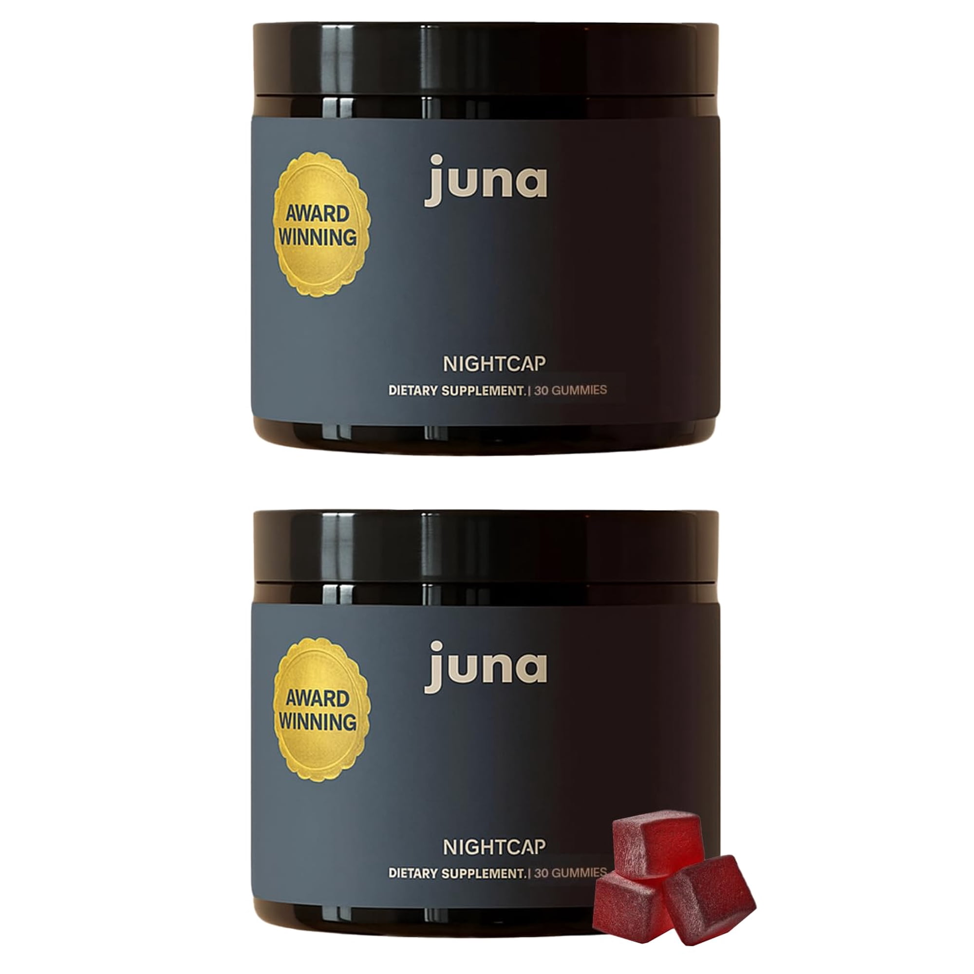 Juna Nightcap Sleep Gummies (2-Pack) – Sugar-Free, All-Natural Sleep Aid with Low-Dose Melatonin, Tart Cherry, GABA, Magnesium, Chamomile &