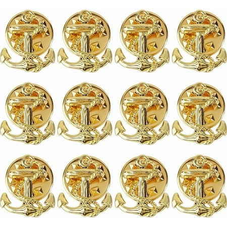 12PCS Anchor Brooch Pins Golden Anchor Lapel Pins Decorative Alloy Brooches Sailing Brooch Pin Navy Theme Pin for Women Men Suit Coat Cloth Jacket Bag Decorations