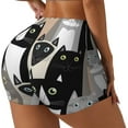 thumbnail image 2 of Sigee Colors Cats Print Women's High Waist Workout Shorts - Squat Proof, Tummy Control, Yoga and Gym Activewear-Small, 2 of 9