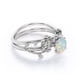thumbnail image 3 of JeenMata Ópalo Etíope Redondo de 1 Quilate y Moissanita - Engaste de 4 Puntas - Juego de Boda de Inspiración Botánica - Baño de Oro Blanco de 18 K sobre Plata, 3 of 6