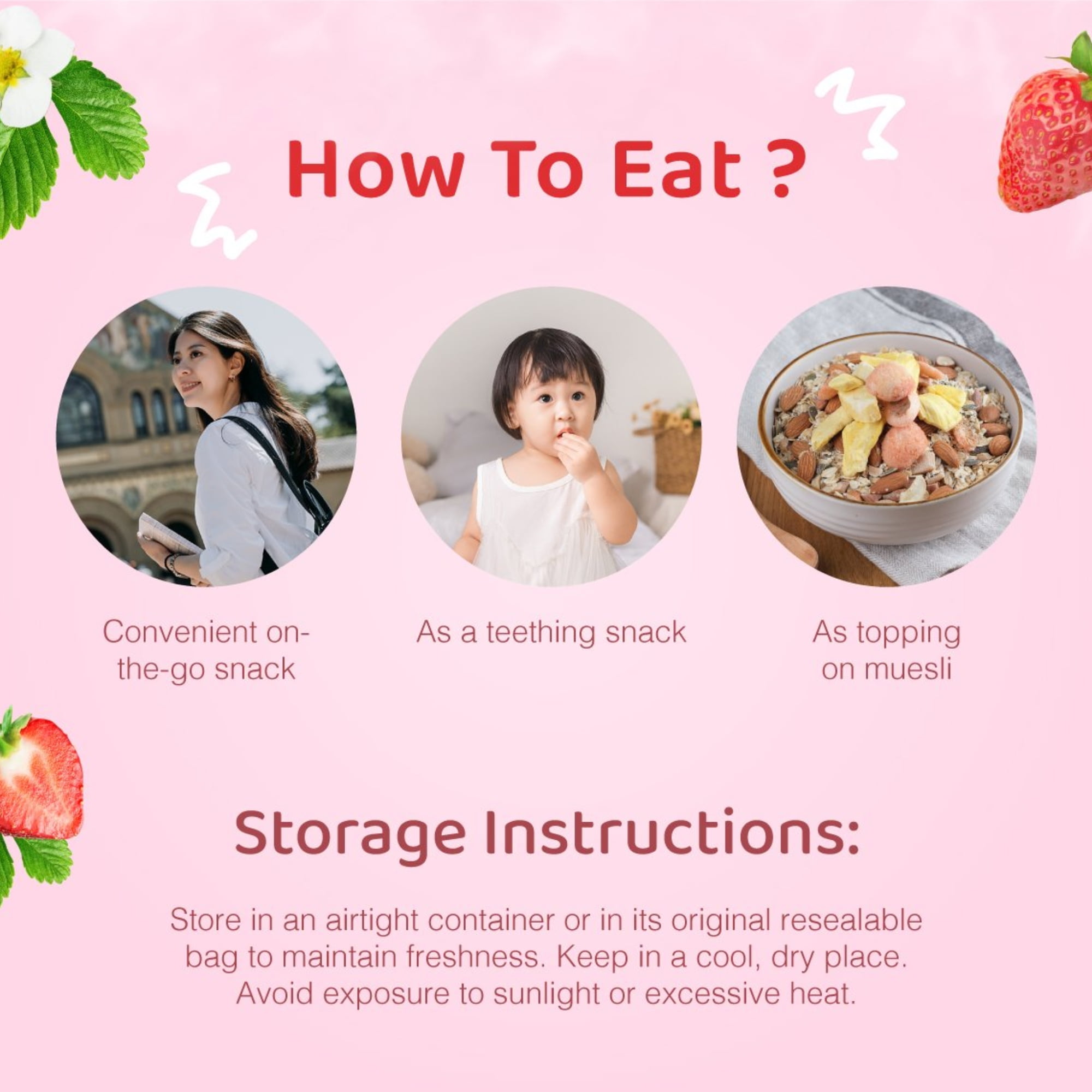 So Natural Freeze Dried Strawberry Slices, Non-GMO Gluten Free and Vegan-Friendly Fruit Snacks with Light Crunchy On The Go Snacking Kids Adults Lunchbox Lunch Travel Pantry Stock 0.6oz Pack of 3