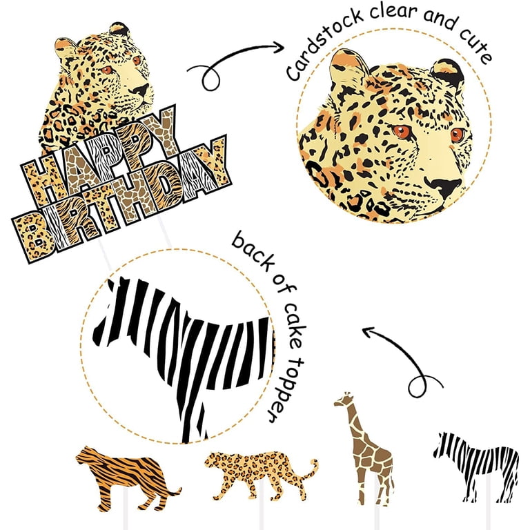 25 Pieces Cheetah Cake Toppers for Women, Her Leopard Happy Birthday Cupcake  Decorations for Jungle Safari Animal Wild Theme Party Supplies - Walmart.com