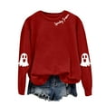 thumbnail image 4 of Jkety Halloween Shirt Women Halloween Sweatshirts for Women Ghost Pumpkin Long Sleeve Shirt Graphic Tees Fall Pullover Tops(Red,S), 4 of 5