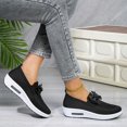 thumbnail image 5 of Domuza Women Knit Slip On Wedge Sneakers with Bow, Breathable Air Cushion Platform Shoes, Lightweight Comfortable Casual Walking Footwear Black 7.5（EU-39）, 5 of 6