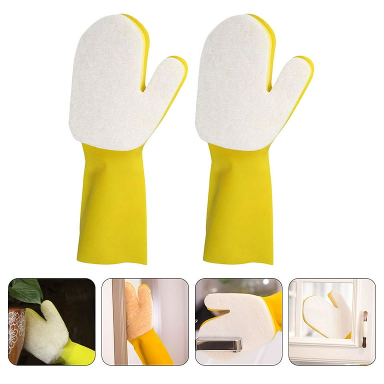 Washing up gloves store with scourer