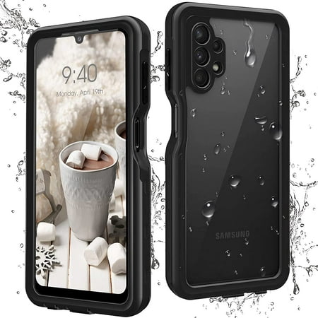 Dteck Samsung A32 5G Case with Built in Screen Protector Full Body Protective Waterproof Shockproof Clear Phone Case Cover for Samsung Galaxy A32 5G (Black)