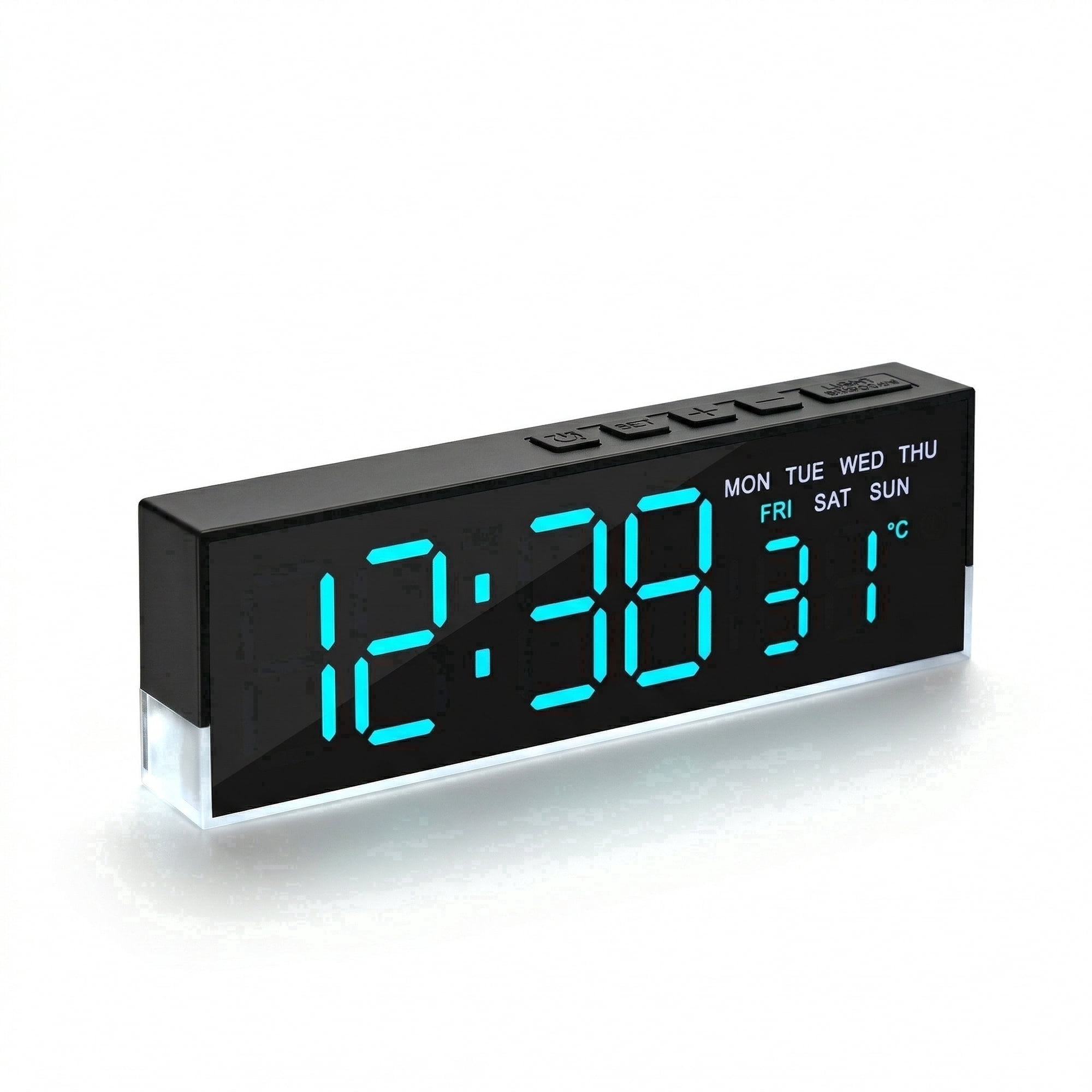 DAYBETTER Digital Alarm Clock, Dual Display Modes, 3-Level White Ambient Light & Dimmable Backlight, for Bedroom, Office, Desk